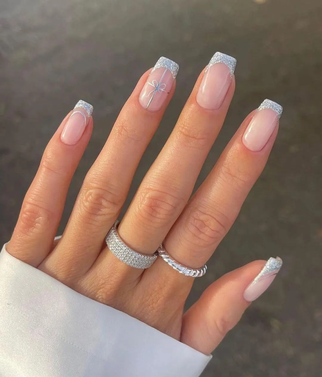 French-manicure-wedding-nail-with-glitter-accents