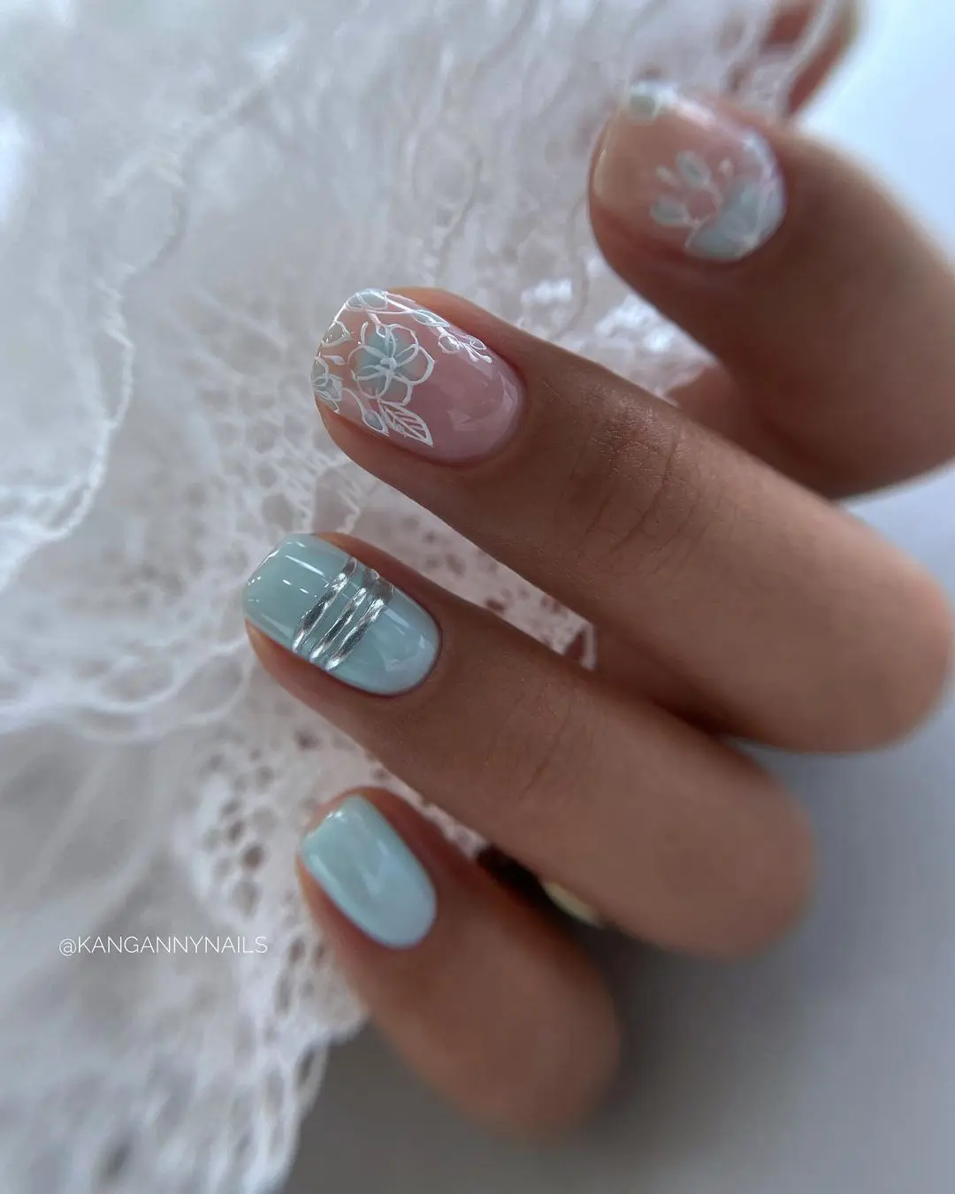 Classy-Bridal-Nail-blue-wedding-nails-baby-blue-with-lace