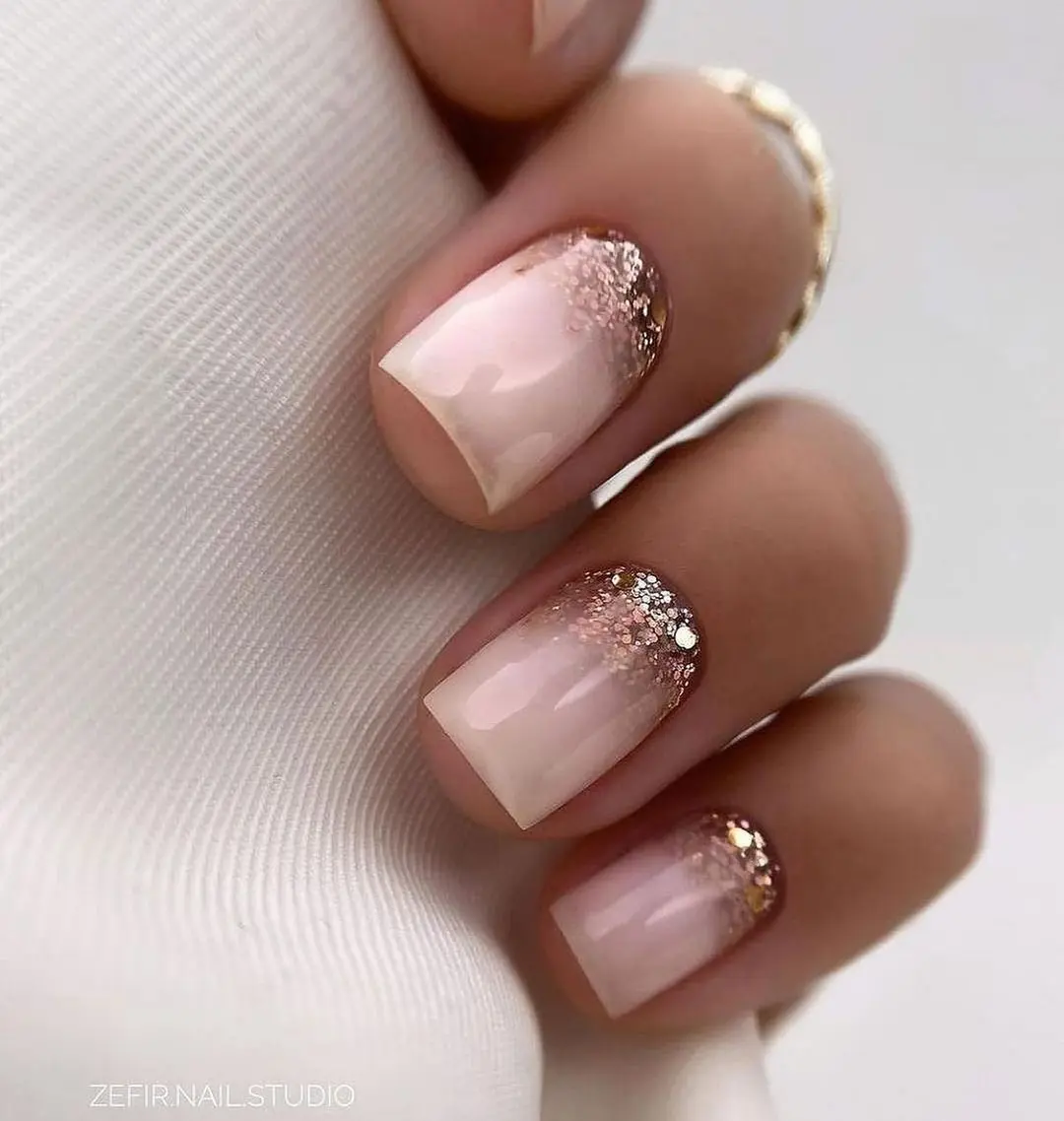 pink-ombre-glitter-wedding-nail