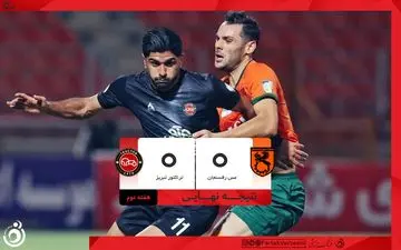 تساوی بدون گل تراکتور تبریز مقابل مس رفسنجان/ قهرمان لیگ برتر در دو بازی بدون گل و پیروزی