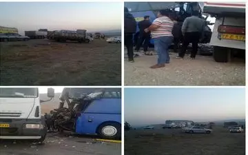  برخورد کامیون با اتوبوس در مسیر آشخانه- جنگل گلستان 9مصدوم داشت