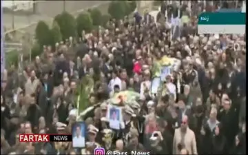 مراسم تشییع پیکر شهدای سانچی + فیلم