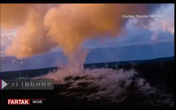 تصاویر هوایی شگفت انگیز از فوران یک آتشفشان + فیلم