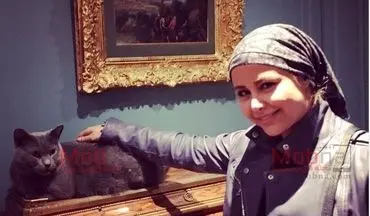 سلفی یاسمین باهر به همراه حیوان خانگی اش (عکس)