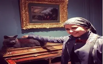 سلفی یاسمین باهر به همراه حیوان خانگی اش (عکس)