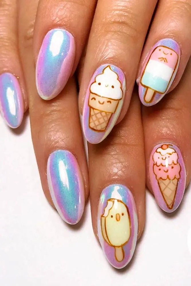 summer-nails-designs-holo-ice-cream
