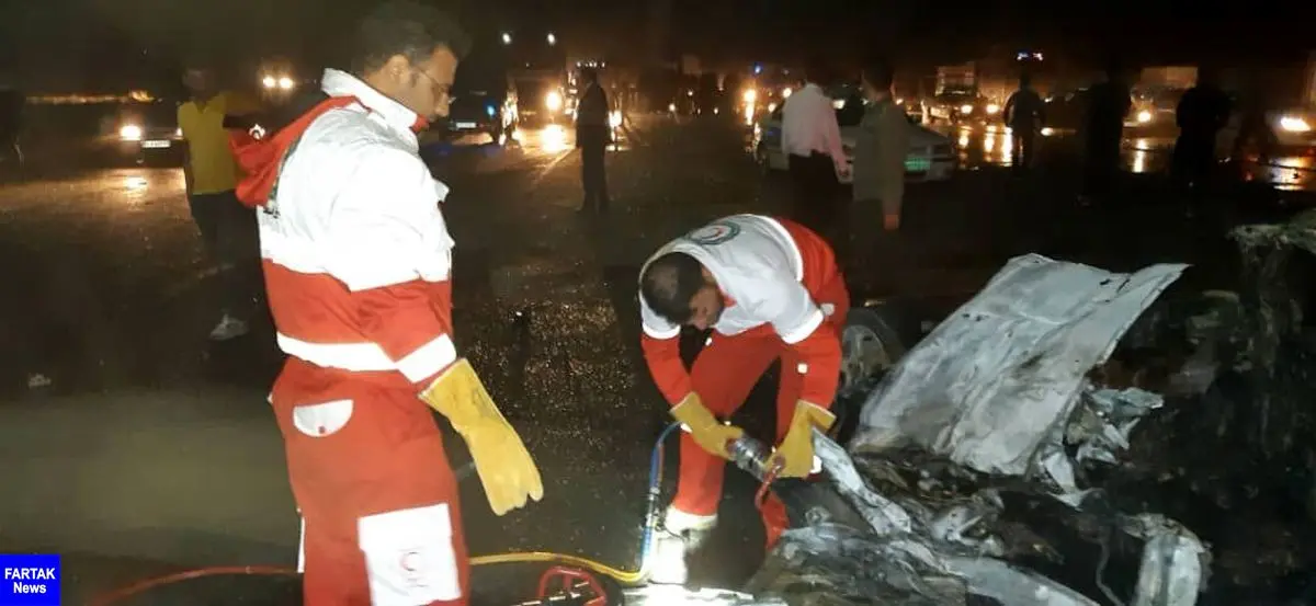 واژگونی تانکر سوخت در آزادراه ساوه به همدان ۲ کشته داشت