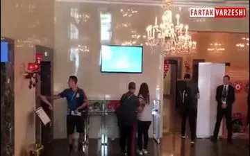 ورود تیم ملی اسپانیا به هتل و ورزشگاه کازان+فیلم 