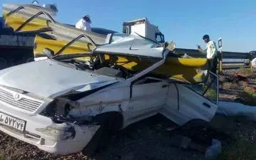  مرگ تلخ راننده پراید در برخورد با گاردریل ! + تصاویربسیار دلخراش