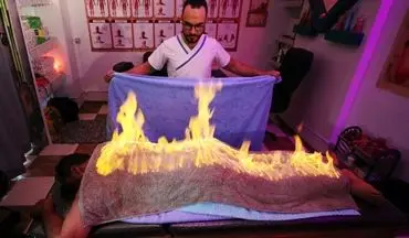 ماساژ درمانی حیرت‌انگیز ماساژور مصری با آتش!