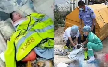 پیداشدن نوزاد در کنار سطل آشغال خیابان! 