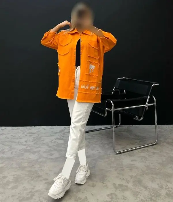 شومیز کتان زنانه با جیب های ریش دار