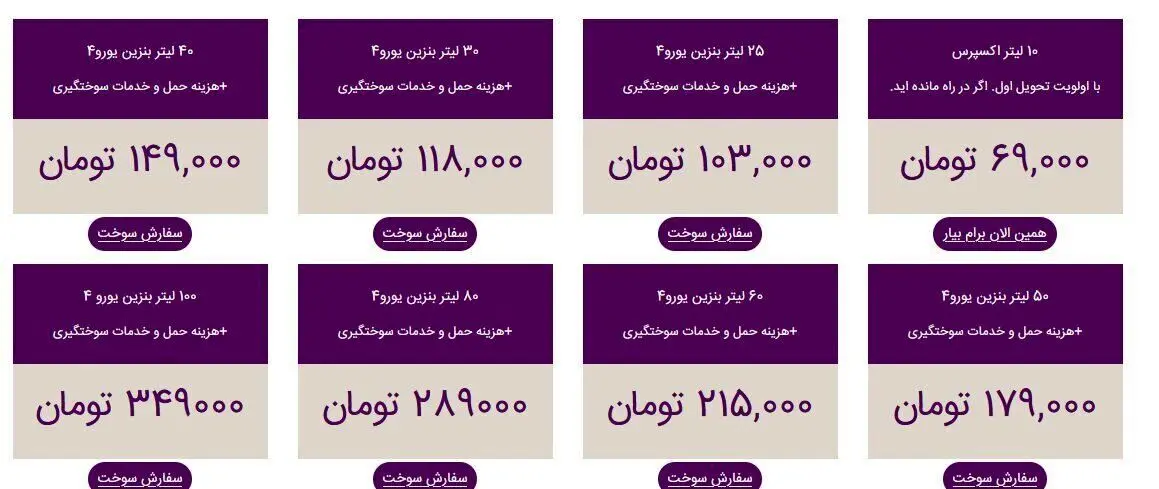 قیمت عجیب بنزین آنلاین! + عکس