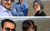 سلفی مجری تلویزیون با بازیگر زن معروف در کنار ساحل