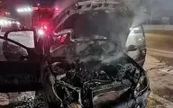 آتش سوزی فجیع پژو 206 در بزرگراه آزادگان 
