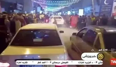 جشن و پایکوبی مردم در خیابان‌های قائمشهر پس از صعود نساجی+فیلم