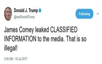  ترامپ: کومی اطلاعات محرمانه را فاش کرد +عکس