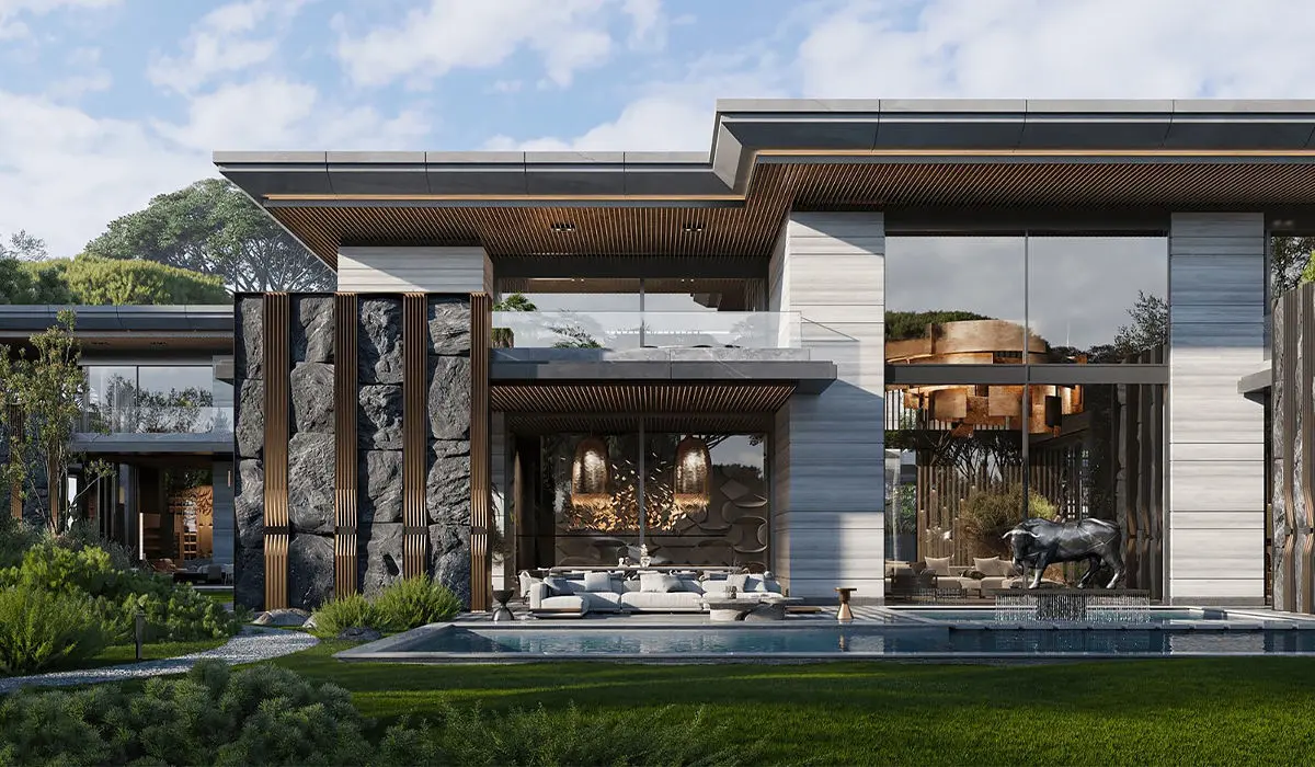 طراحی نما و محوطه ویلا لوکس