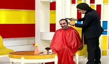 اصلاح موی مجری معروف در برنامه زنده 