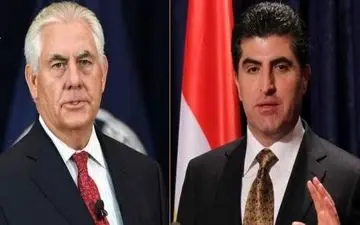 نیچروان بارزانی در تماس با تیلرسون مجددا خواهان گفت‌وگو با بغداد شد