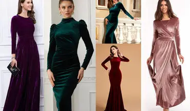 خانم های شیک پوش و خوش استایل/ لباس مجلسی مخمل مدل 1402 در رنگ های مناسب تناژ پوست
