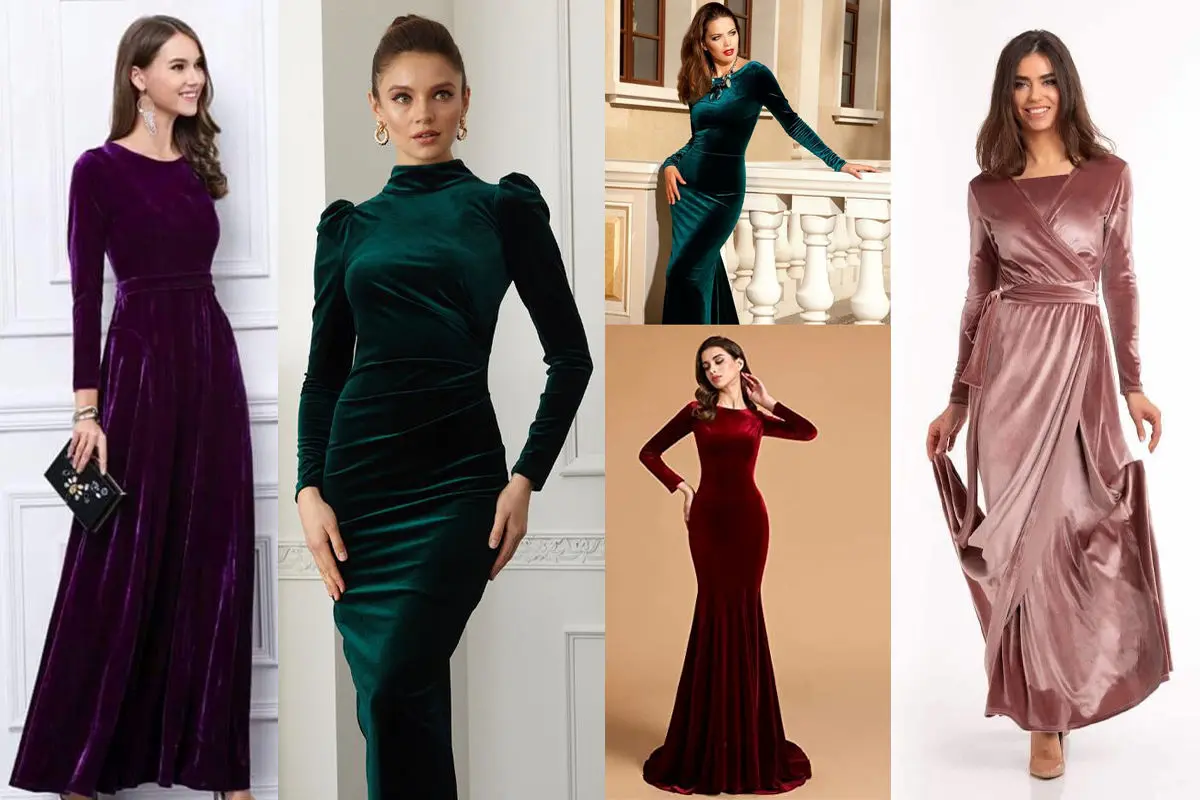 خانم های شیک پوش و خوش استایل/ لباس مجلسی مخمل مدل 1402 در رنگ های مناسب تناژ پوست