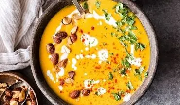 طرز تهیه سوپ پاییزی با کدو حلوایی و عدس؛ گرمابخش روزهای سرد