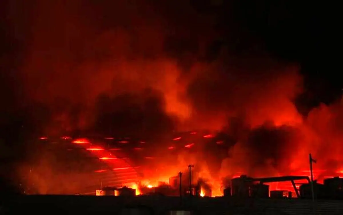 آتش‌سوزی در بازاری در اربیل عراق