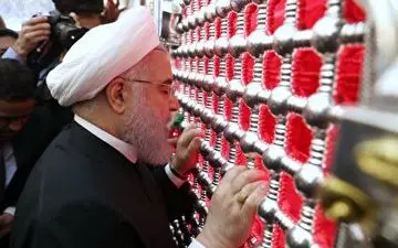 تشرف روحانی به حرم امام علی(ع) + فیلم 