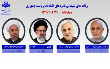 برنامه‌های امروز نامزدهای ریاست جمهوری در رسانه ملی