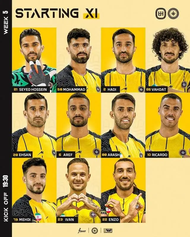 ترکیب سپاهان مقابل الحسین اردن