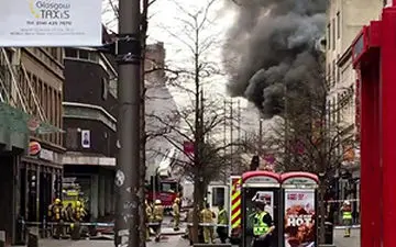 آتش سوزی گسترده در مرکز شهر گلاسکو انگلیس + فیلم