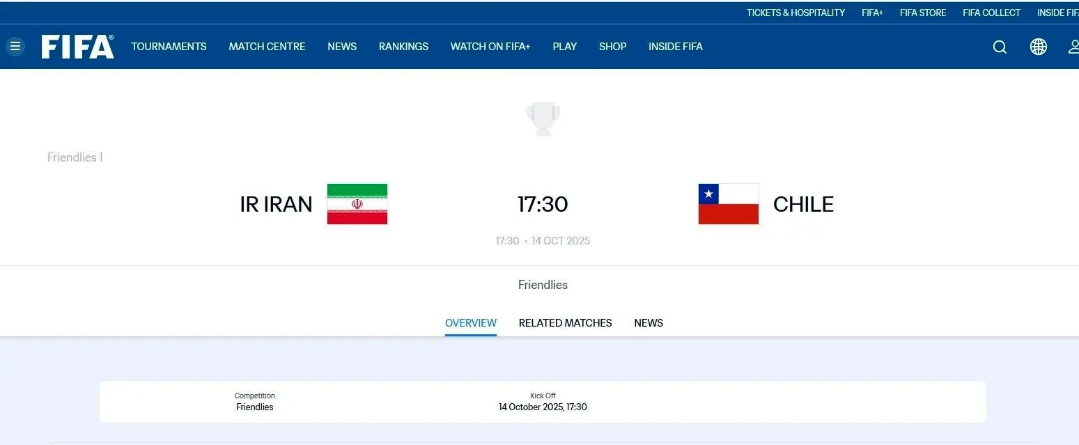 تیم ملی فوتبال شیلی , فدراسیون فوتبال شیلی , فدراسیون فوتبال , تیم ملی فوتبال ایران , جام جهانی فوتبال , 