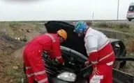 امدادرسانی به 3 مصدوم حادثه واژگونی جاده تربت‌حیدریه به مشهد