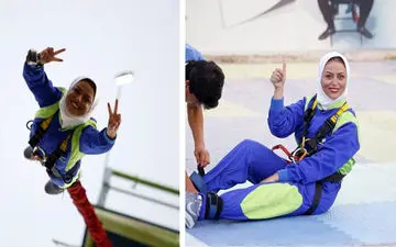 تفریح هیجان انگیز خانم بازیگر در کنار برج میلاد! + عکس