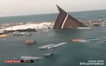 غرق‌شدن لنج اماراتی در خارگ + فیلم