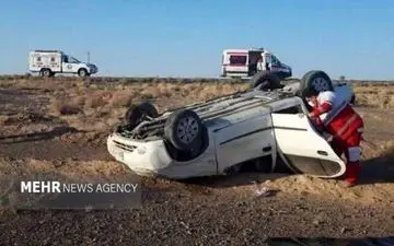 سانحه در جاده گرمسار-قم؛ ریو واژگون شد و ۳ نفر مصدوم شدند