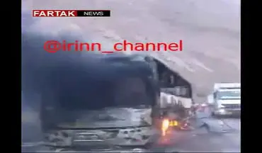 آتش‌سوزی اتوبوس«ولوو» در محور هراز + فیلم