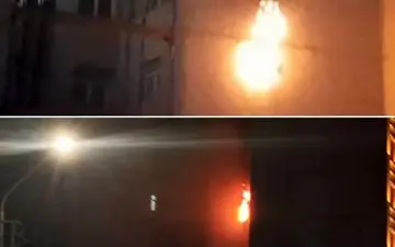 آتش سوزی در پشت ساختمان متروپل