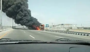 اتوبوس گرگان- زابل در آتش سوخت
