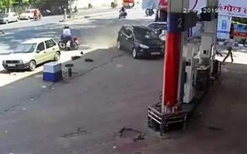 حمله خودروی شاسی بلند به پمپ گاز 