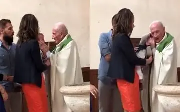 سیلی کشیش فرانسوی به نوزاد چند ماهه +فیلم