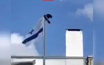 پرچم اسراییل توسط یک کلاغ پایین کشیده شد! + ویدئو