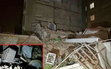 ریزش ساختمان مسکونی ۳ طبقه