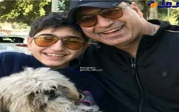 ​سلفی بازیگر مشهور با پسرش و یک حیوان بامزه