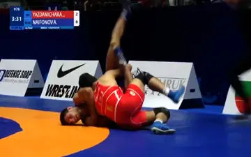 لحظه ضریه فنی کشتی گیر روس توسط حسن یزدانی