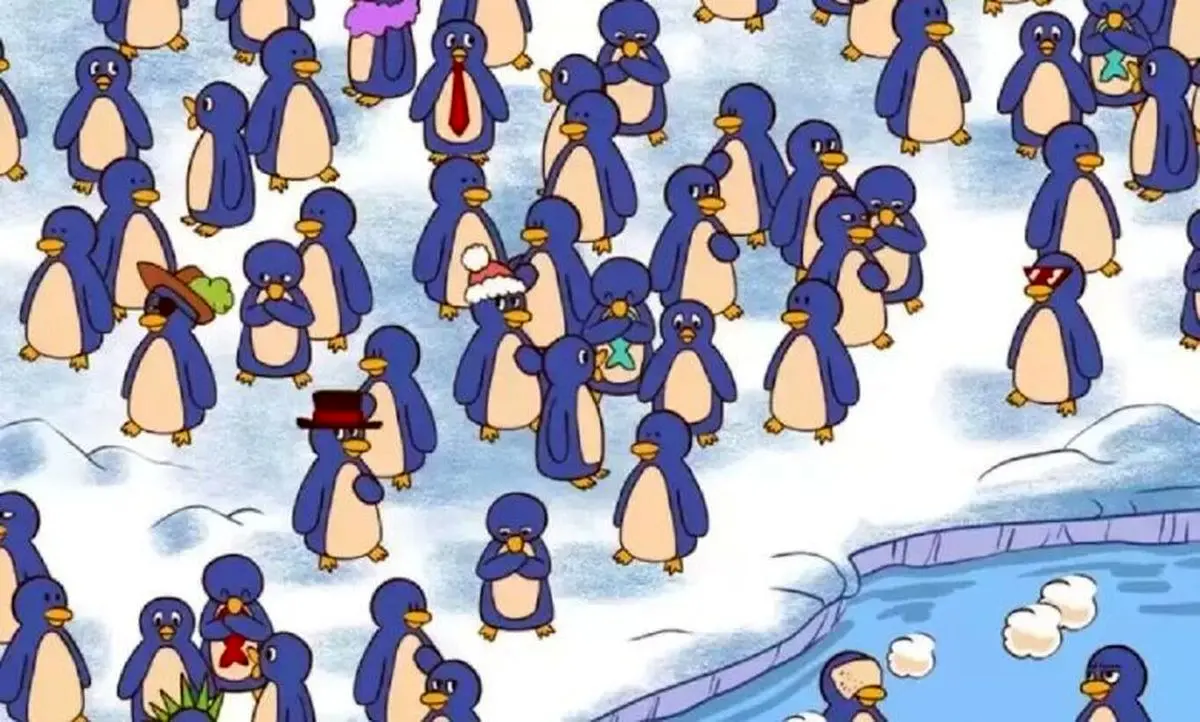 یک فنجان در بین پنگوئن ها می باشد، تست بینایی ات رو محک بزن و پیداش کن!