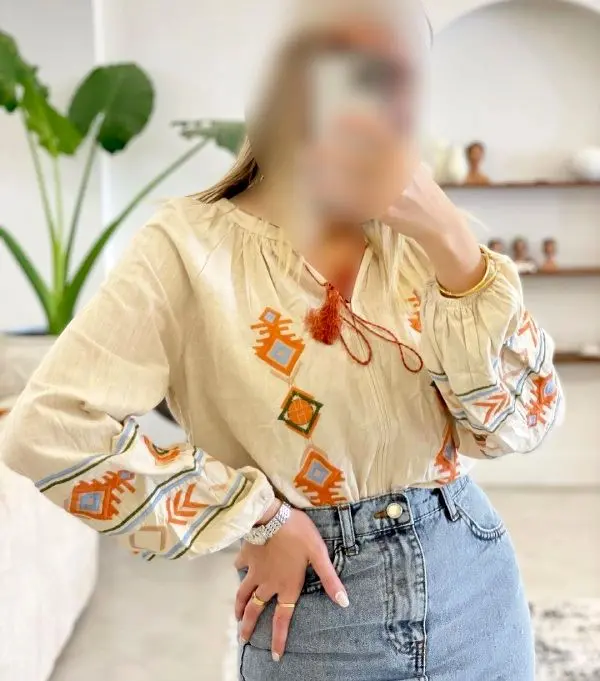 مدل شومیز کتان کش ترکیبی حریر