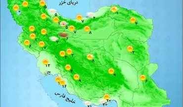 وضعیت آب و هوای امروز استان‌ها +نقشه 