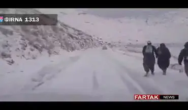 برف امروز در گردنه ژالانه/ محور اصلی سروآباد - پاوه ( استان کرمانشاه) + فیلم